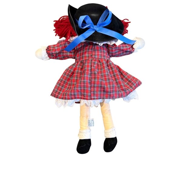 Vtg 1990 Eden 20" Madeline Cloth Doll, Red Paid Dress, Black Hat & Appendix Scar - Picture 5 of 8